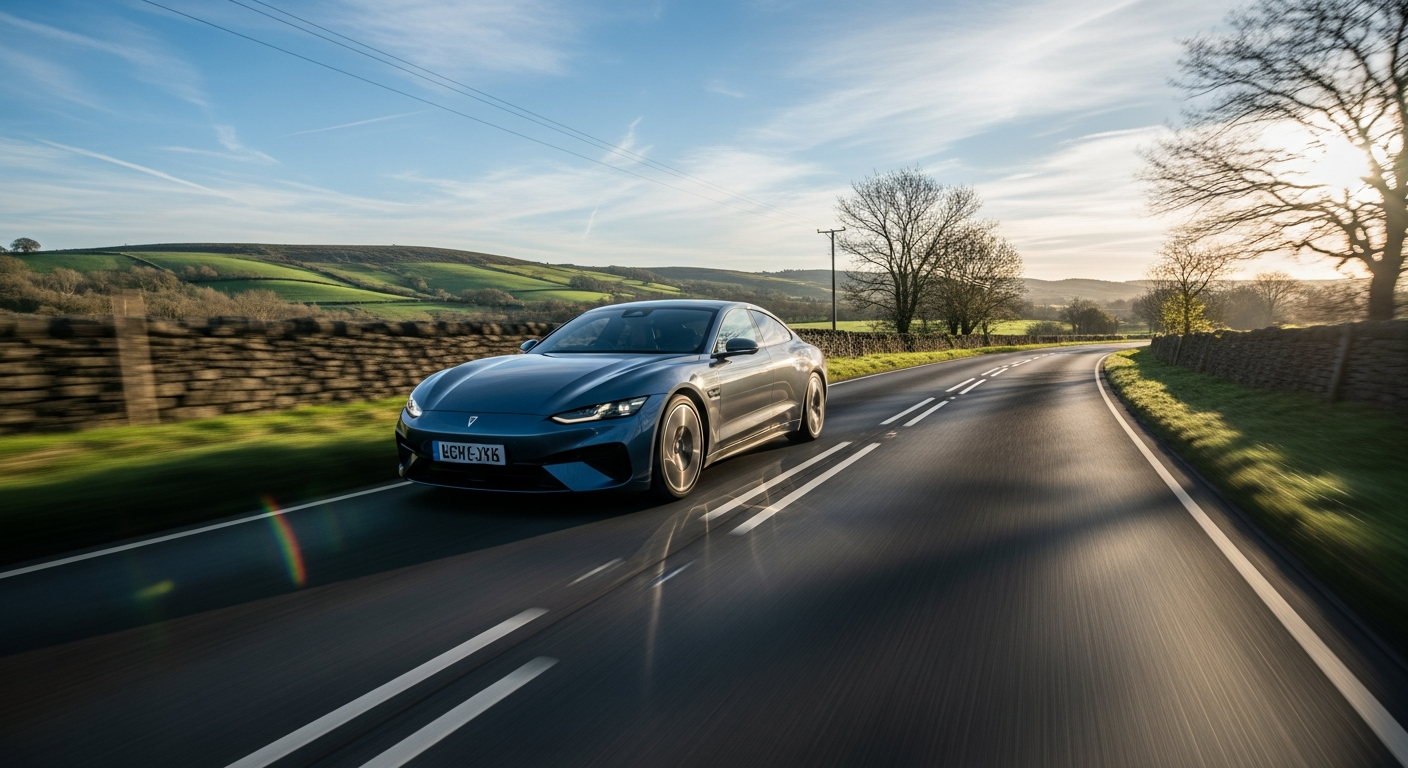 Driving on an English road